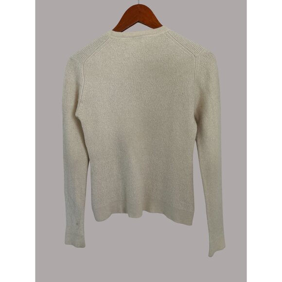 TSE Womens Off-White Cashmere Crewneck Sweater Ribbed Knit - Picture 6 of 7